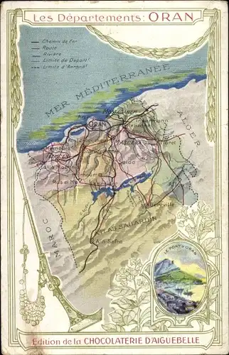 Landkarten Ak Oran Algerien, Hafen, Chocolaterie d'Aiguebelle
