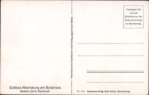 Künstler Ak Marschall, V., Meersburg am Bodensee, Schloss