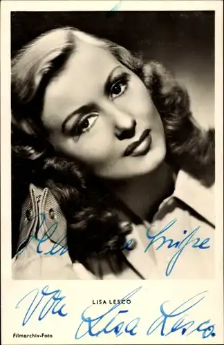 Ak Schauspielerin Lisa Lesco, Portrait, Autogramm