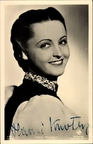 Ak Schauspielerin Hansi Knoteck, Portrait, Ross Verlag A 2422 1, Autogramm