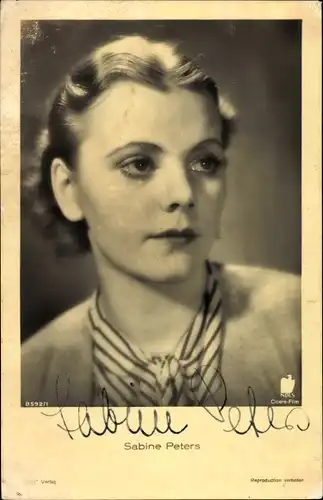 Ak Schauspielerin Sabine Peters, Portrait, Autogramm
