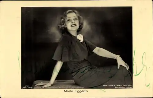 Ak Schauspielerin Marta Eggerth, Ross 6757/1, Autogramm