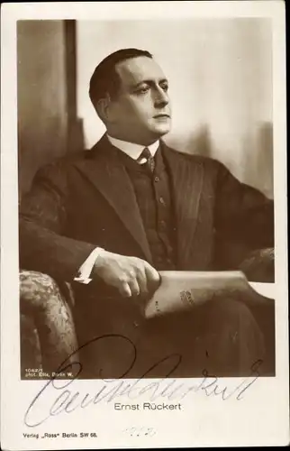 Ak Schauspieler Ernst Rückert, Portrait, Autogramm