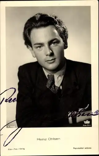 Ak Schauspieler Heinz Ohlsen, Portrait, Anzug, Autogramm