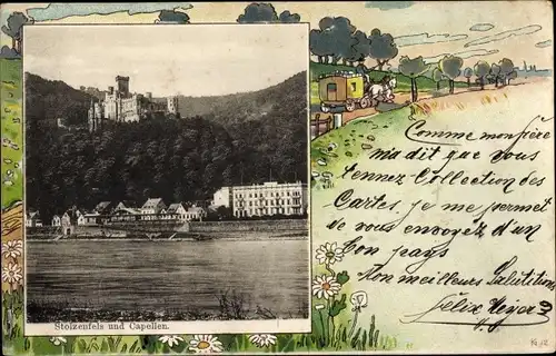 Passepartout Ak Koblenz Stolzenfels, Schloss Stolzenfels und Capellen
