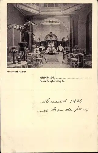 Ak Hamburg Mitte Neustadt, Restaurant Haerlin, Neuer Jungfernstieg 14
