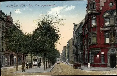 Ak Ludwigshafen a. Rhein,Prinzregentenstr., Straßenbahn
