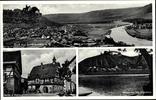 Ak Großheubach am Main Unterfranken, Gesamtansicht, Rathaus, Mainpartie mit Engelberg