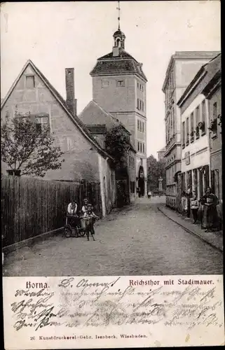 Ak Borna in Sachsen, Reichstor, Stadtmauer