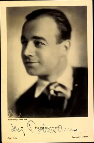 Ak Schauspieler Heinz Rühmann, Portrait, Autogramm
