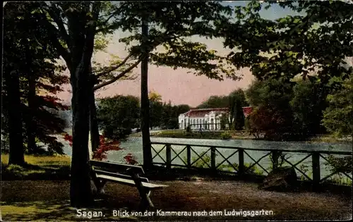 Ak Żagań Sagan Schlesien, Blick von der Kammerau nach dem Ludwigsgarten