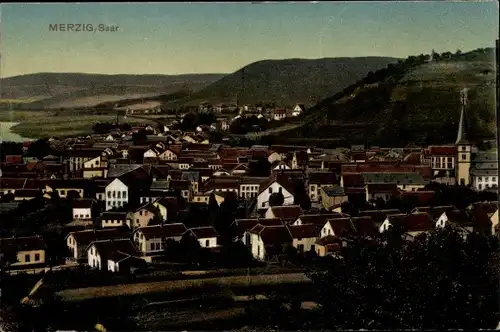 Ak Merzig an der Saar, Totalansicht