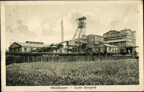 Ak Rheinhausen Duisburg, Zeche Diergardt, Schornstein