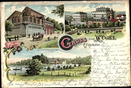 Litho Essen im Ruhrgebiet, Restaurant, Villa Hügel, Ruhrpartie, Restauration