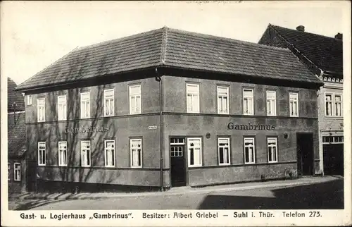 Ak Suhl in Thüringen, Gasthaus Gambrinus, Logierhaus