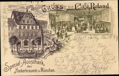 Litho Erfurt in Thüringen, Café Roland, Spezialausschank der Hackerbrauerei München