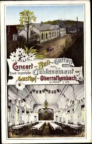 Ak Oberrothenbach Zwickau in Sachsen, Gasthof, Konzert-Etablissement, Saal
