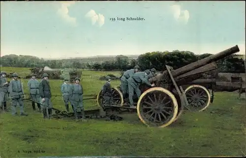 Ak Französische Soldaten mit Kanone