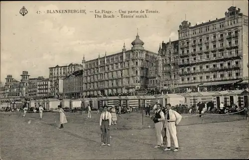 Ak Blankenberghe Blankenberge Westflandern, Strand, Tennisspiel