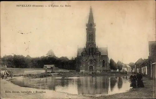 Ak Bovelles Somme, Kirche, Teich