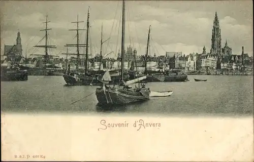 Ak Anvers Antwerpen Flandern, Segelschiffe, Segelboot