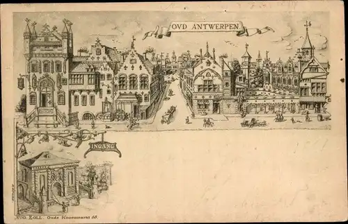 Litho Anvers Antwerpen Flandern, Altstadt