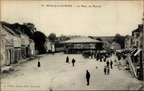 Ak Poix Somme, Marktplatz, Passanten