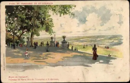 Litho Saint Germain en Laye Yvelines, Park und Terrasse