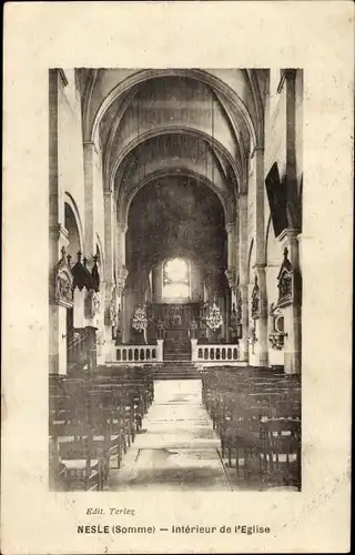 Ak Neslé Somme, Innenraum der Kirche