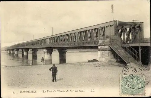 Ak Bordeaux Gironde, Die Brücke der Midi-Eisenbahn