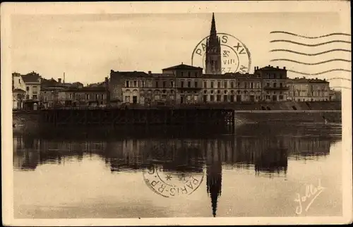 Ak Libourne-Gironde, Quai Souchet, Kirchturm