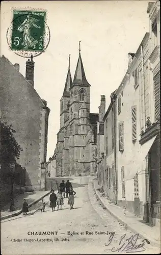Ak Chaumont Haute Marne, Kirche und Rue Saint-Jean
