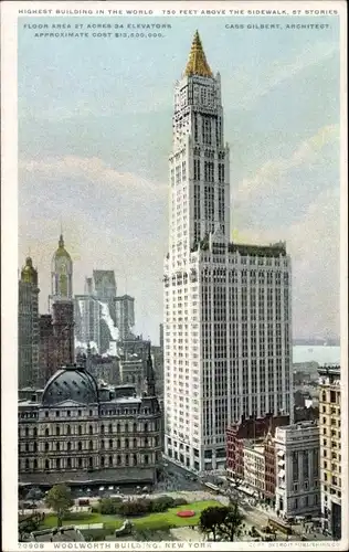 Ak New York City USA, Woolworth-Gebäude