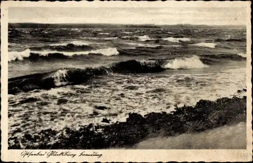 Ak Glücksburg an der Ostsee, Brandung, Strand