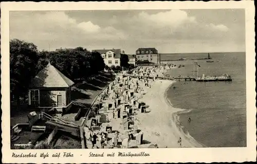 Ak Wyk auf Föhr Nordfriesland, Strand, Musikpavillon, Landungsbrücke