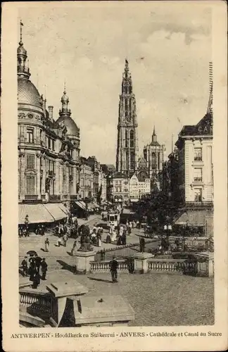 Ak Antwerpen Antwerpen Flandern, Kathedrale, Zuckerkanal