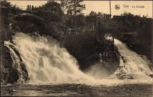 Ak Coo Stavelot Wallonien Lüttich, Wasserfall, Brücke