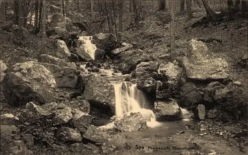 Ak Spa Wallonien Lüttich, Promenade Meyerbeer, Wasserfall