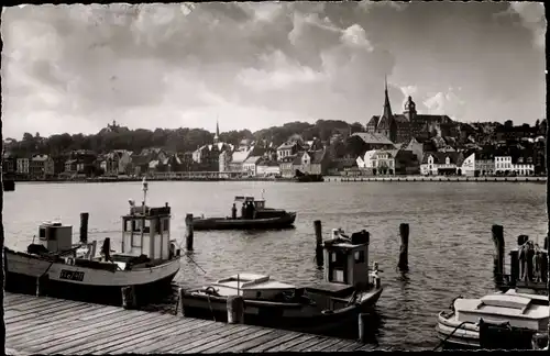 Ak Flensburg in Schleswig Holstein, Hafen, Panorama