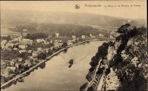 Ak Lustin Profondeville Wallonien Namur, die Maas, die Rochers de Frenes