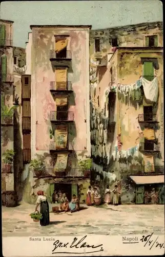 Künstler Litho Napoli Neapel Campania, Santa Lucia