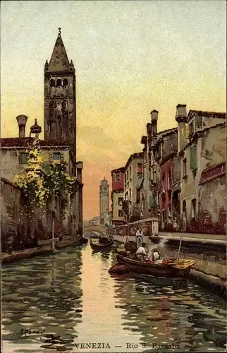 Künstler Litho Venezia Venedig Veneto, Rio S. Barnaba