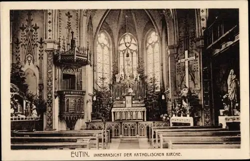 Ak Eutin in Ostholstein, Innenansicht der katholische Kirche, Altar