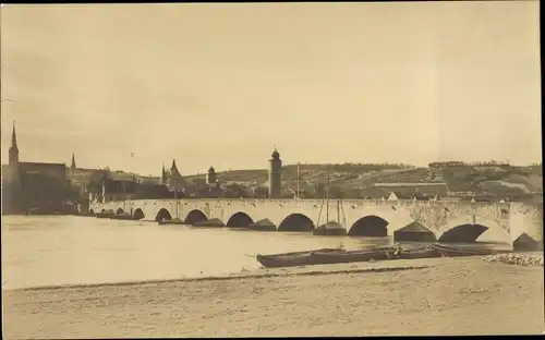 Foto Ak Ochsenfurt am Main Unterfranken, Brücke, Kirche