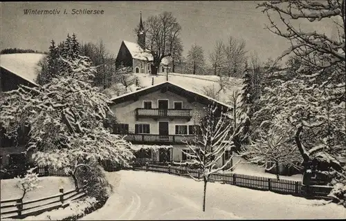 Ak Schliersee in Oberbayern, Wintermotiv