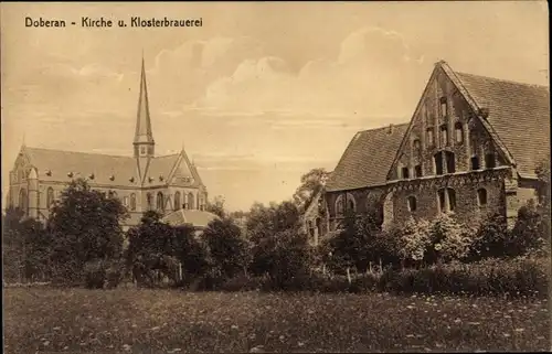 Ak Bad Doberan in Mecklenburg, Kirche und Klosterbrauerei
