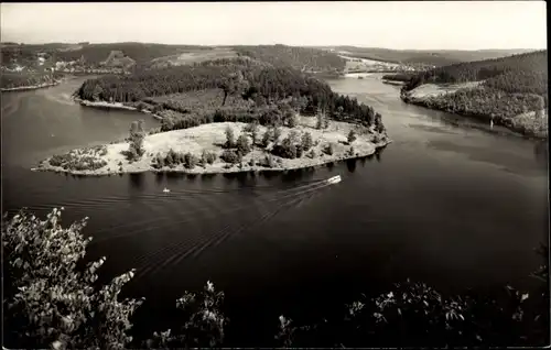 Ak Bleilochtalsperre, Saaletalsperre, Stausee, Rundblick vom Heinrichstein