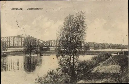 Ak Grudziądz Graudenz Westpreußen, Weichselbrücke