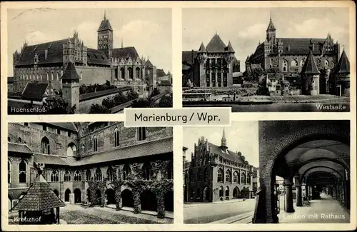Ak Marienburg Malbork Westpreußen, Hochschloss, Rathaus, Kreuzhof