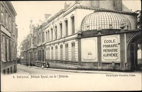 Ak Mons Wallonie Hennegau, Athenee Royal, Rue de l'Athenee, Grundschule